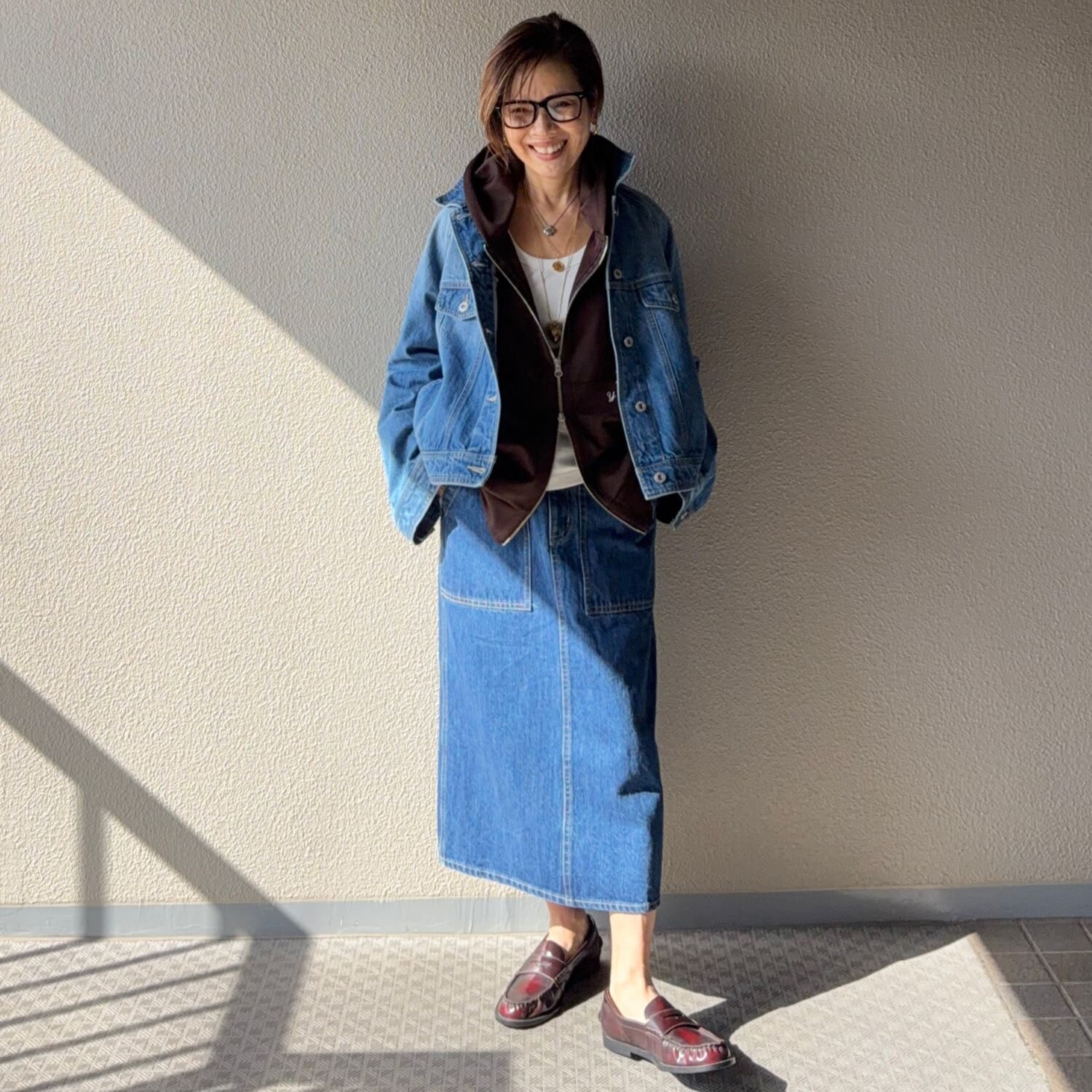 ラソエヌサーティスリー ディグリーズ ポンチ ゆったりシルエット イニシャル刺しゅう ダブルジップパーカー