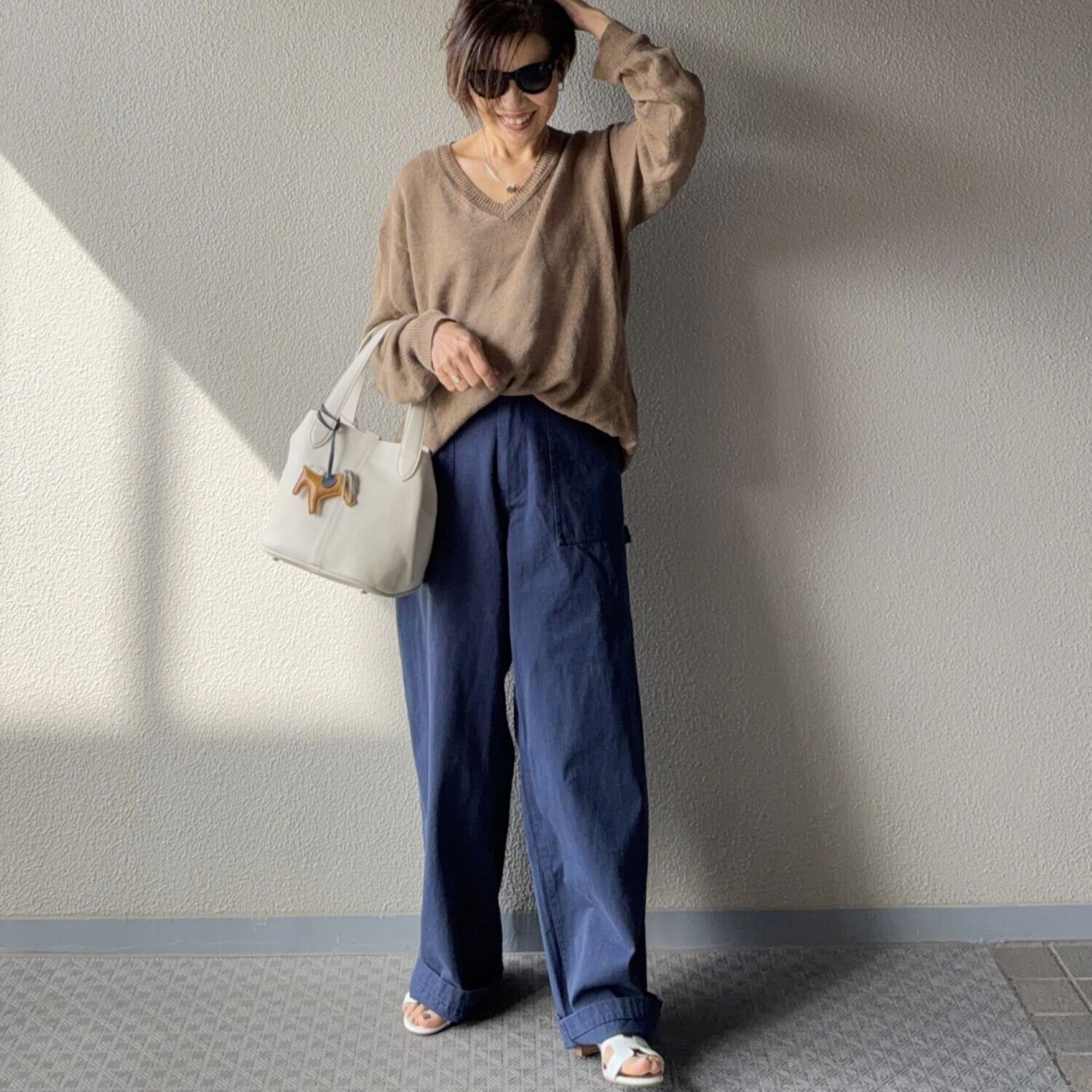 ラソエヌサーティスリー ディグリーズ バイオウォッシュ加工 ウエスト調整可能 ゆったりシルエット ワークカーゴパンツ