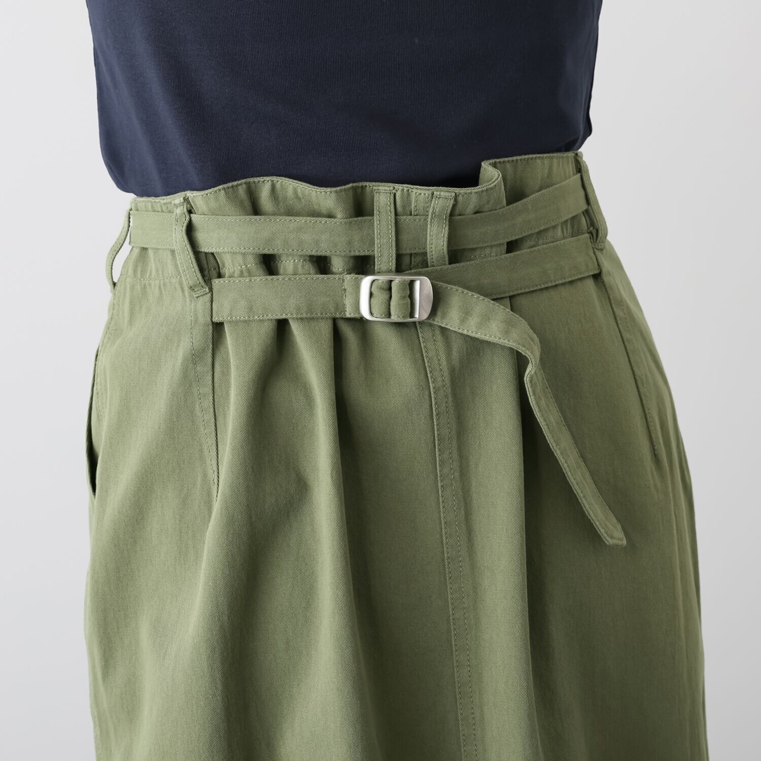 ラソエヌサーティスリー ディグリーズ バイオウォッシュ加工 ウエスト調整可能 ワークカーゴスカート