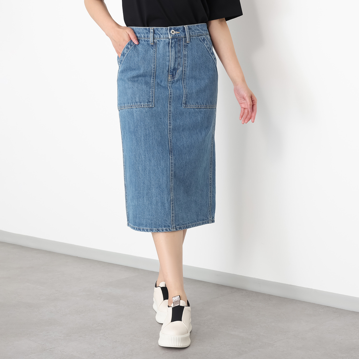 ラソエヌサーティスリー ディグリーズ バイオウォッシュ加工 デニムスカート