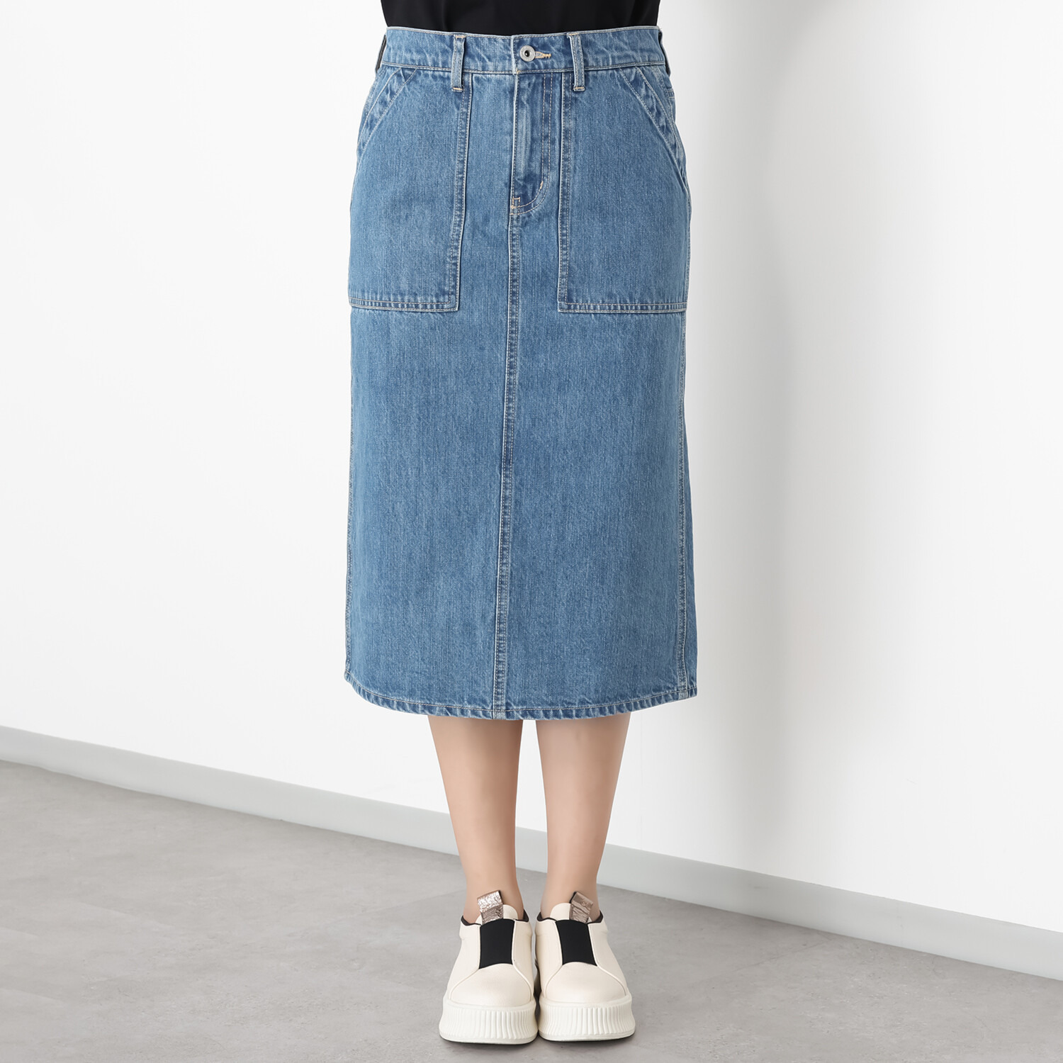 ラソエヌサーティスリー ディグリーズ バイオウォッシュ加工 デニムスカート