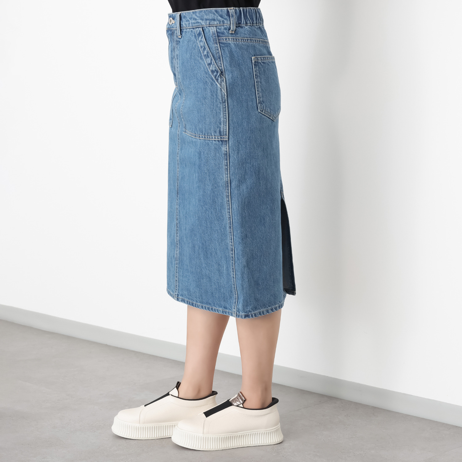 ラソエヌサーティスリー ディグリーズ バイオウォッシュ加工 デニムスカート