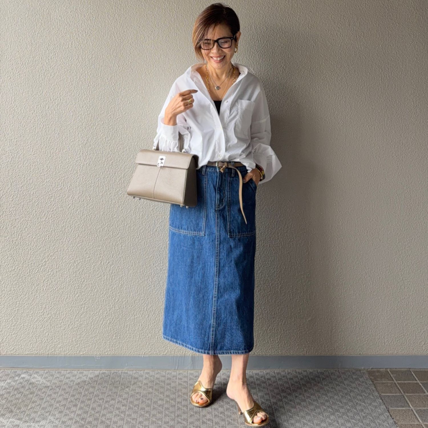 ラソエヌサーティスリー ディグリーズ バイオウォッシュ加工 デニムスカート