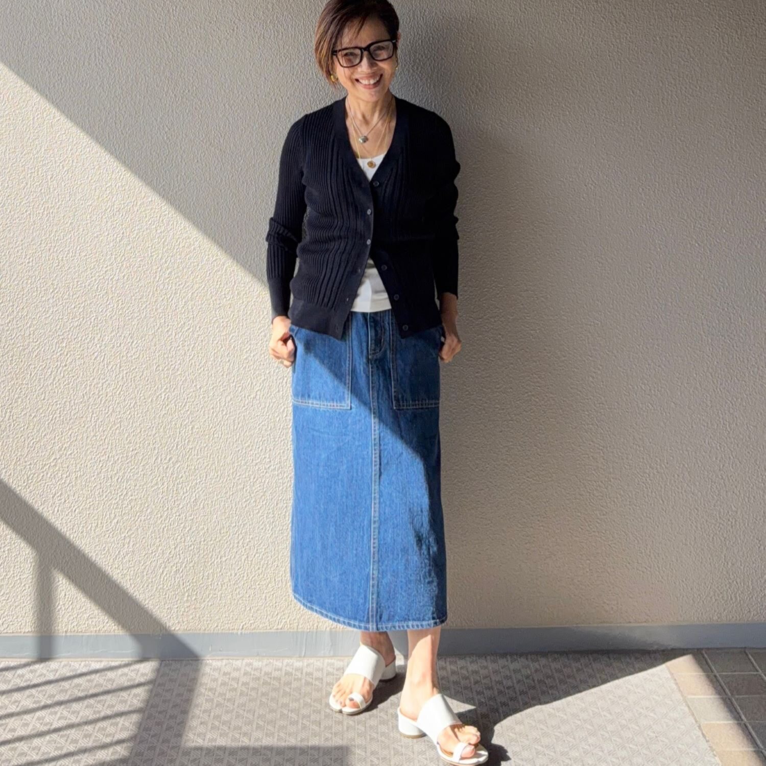 ラソエヌサーティスリー ディグリーズ バイオウォッシュ加工 デニムスカート