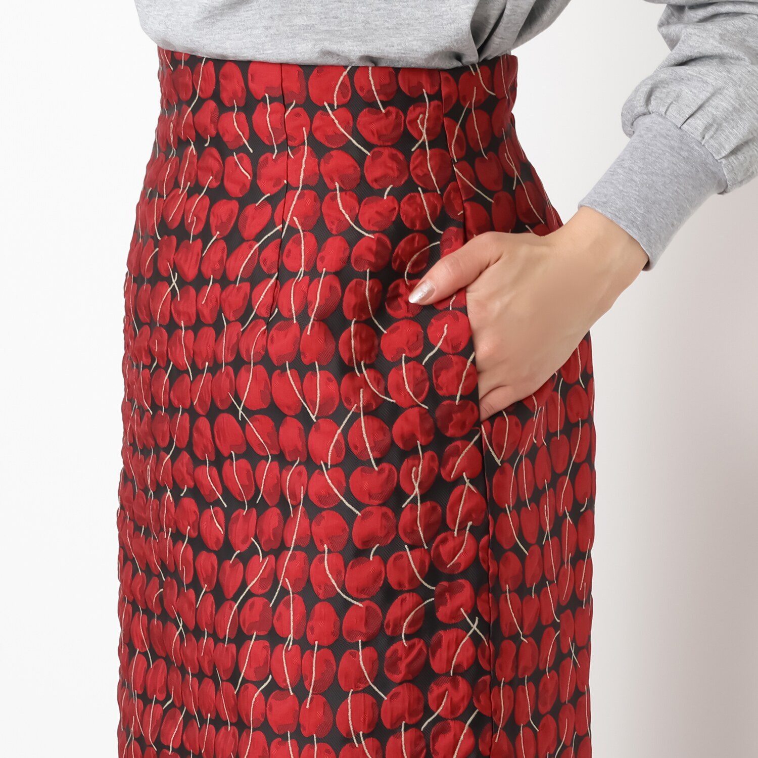 イロプライム 華やかジャガード ナロースカート