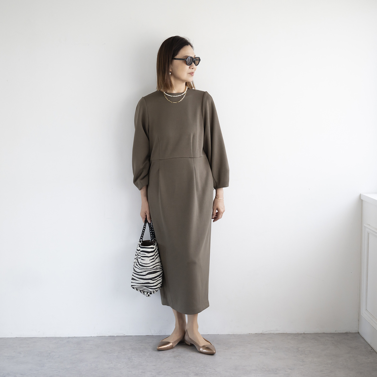 イロプライム 楽ちんきれい見え ナローワンピース