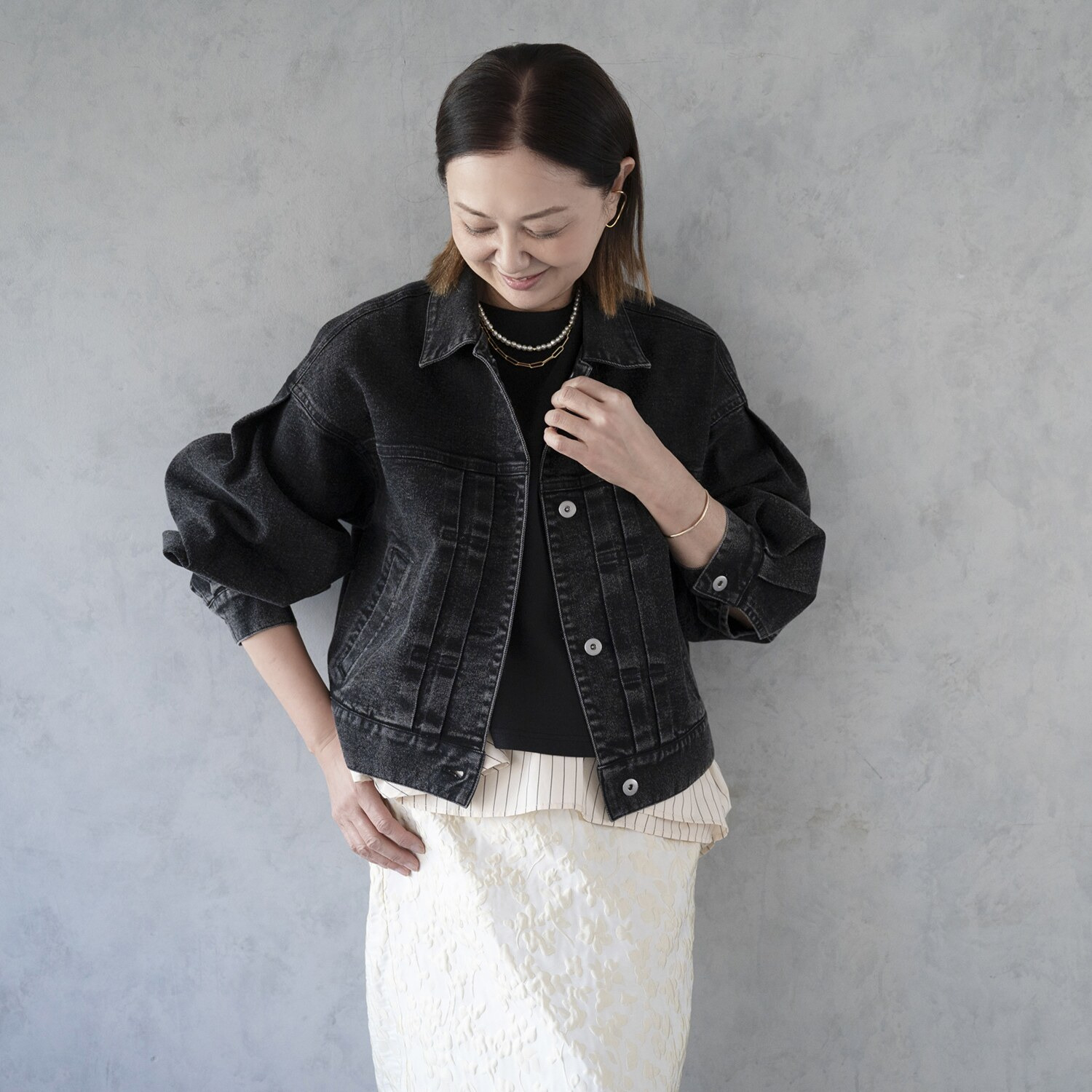 イロプライム 大人の華やか デニムジャケット