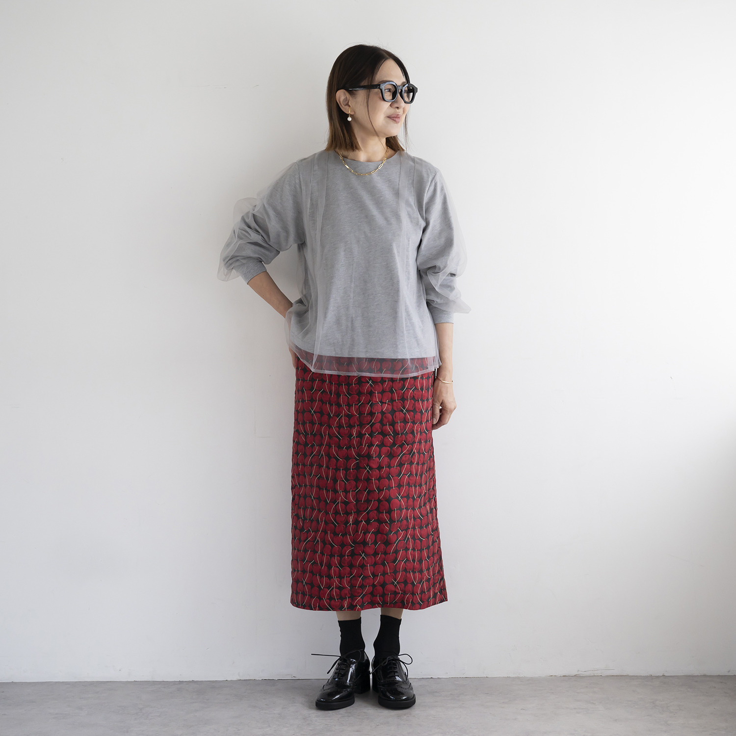 イロプライム 大人のチュール重ね プルオーバー