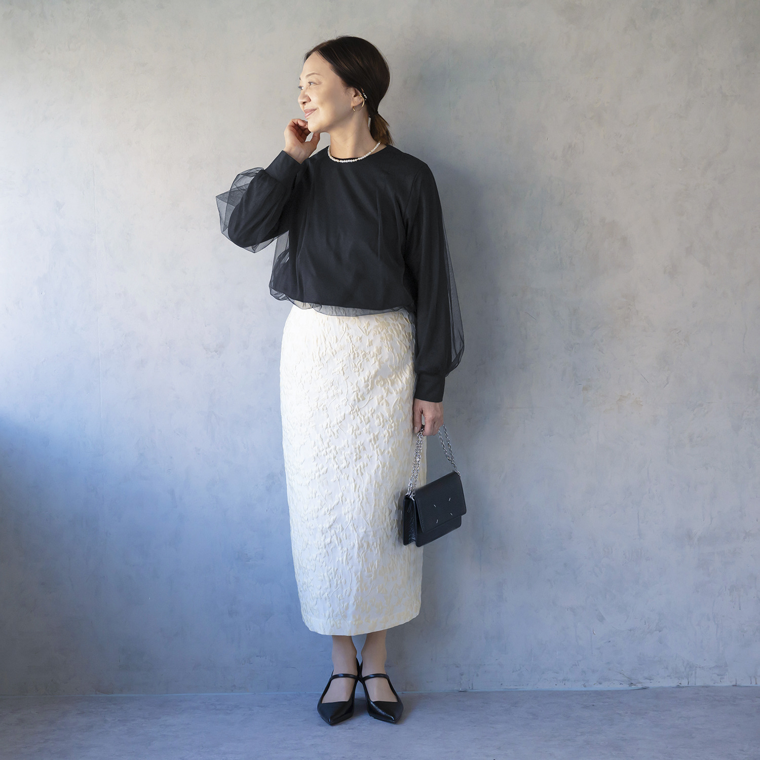 イロプライム 大人のチュール重ね プルオーバー