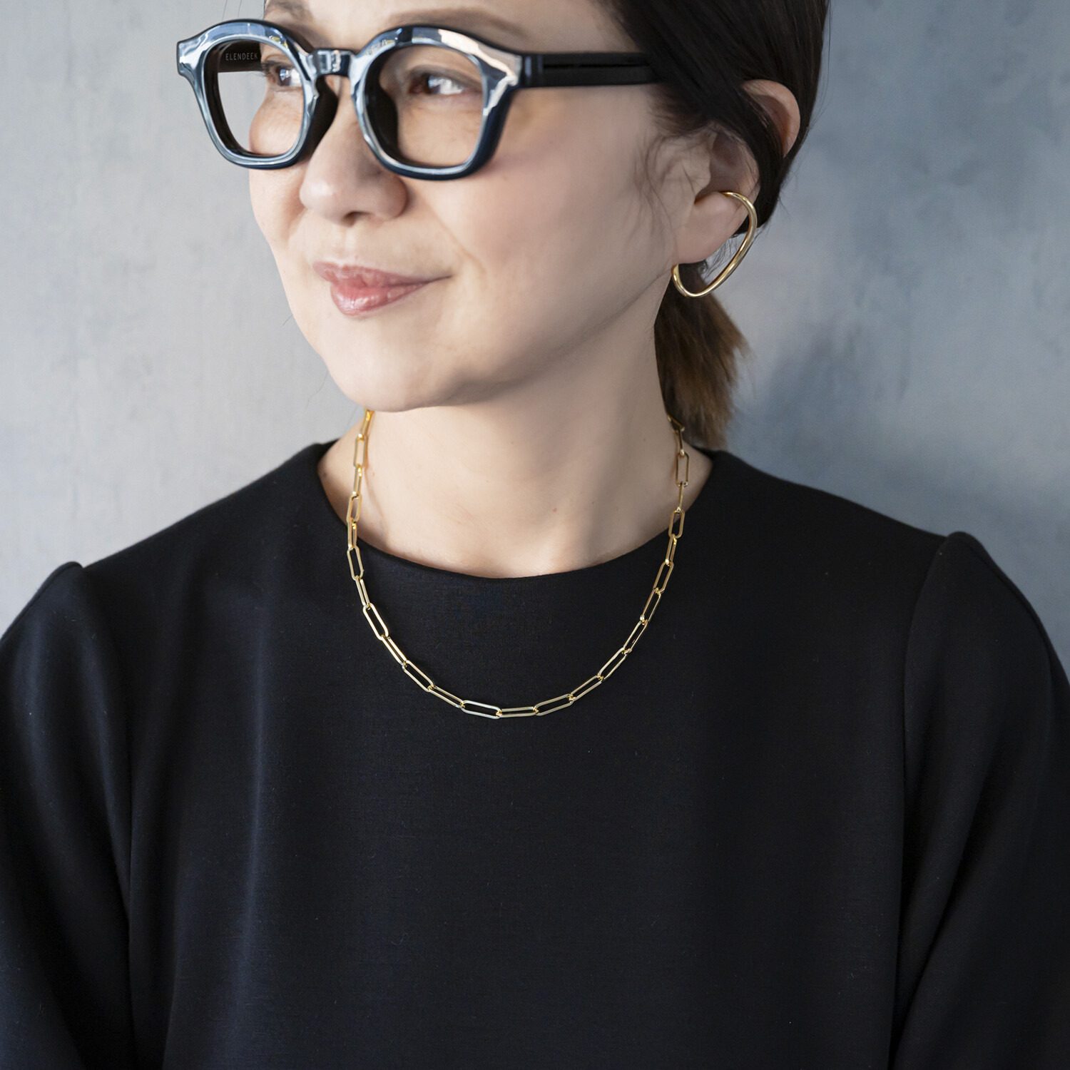 イロプライム クリップチェーン＆ パール調ビジュウ マルチウェイ ロングネックレス