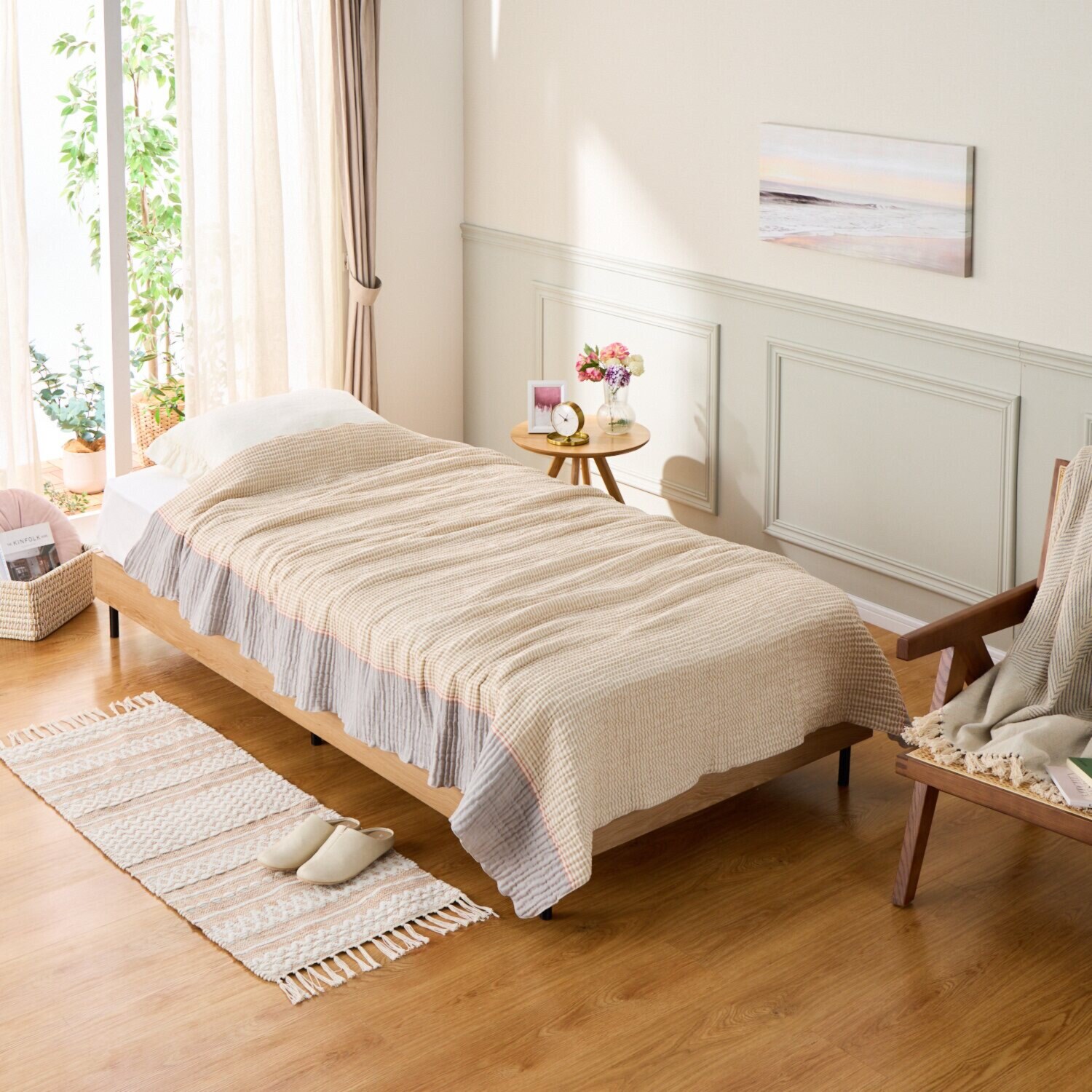 ｎｉｓｈｉｋａｗａ リバーシブルで快適！ くしゅくしゅふわふわ 日本製 インナーパイル コットンケット ＜シングル＞