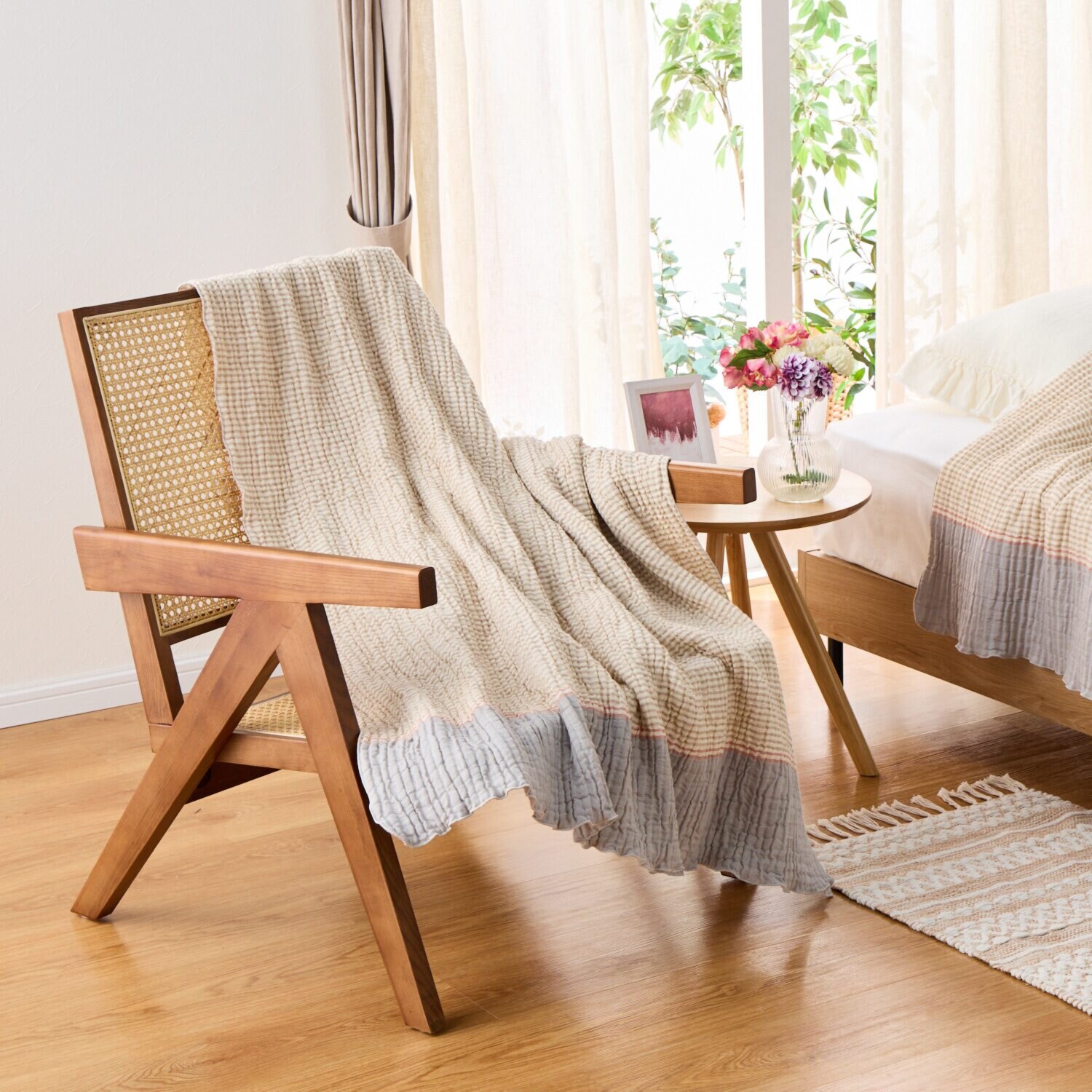 ｎｉｓｈｉｋａｗａ リバーシブルで快適！ くしゅくしゅふわふわ 日本製 インナーパイル コットンケット ＜ハーフ＞