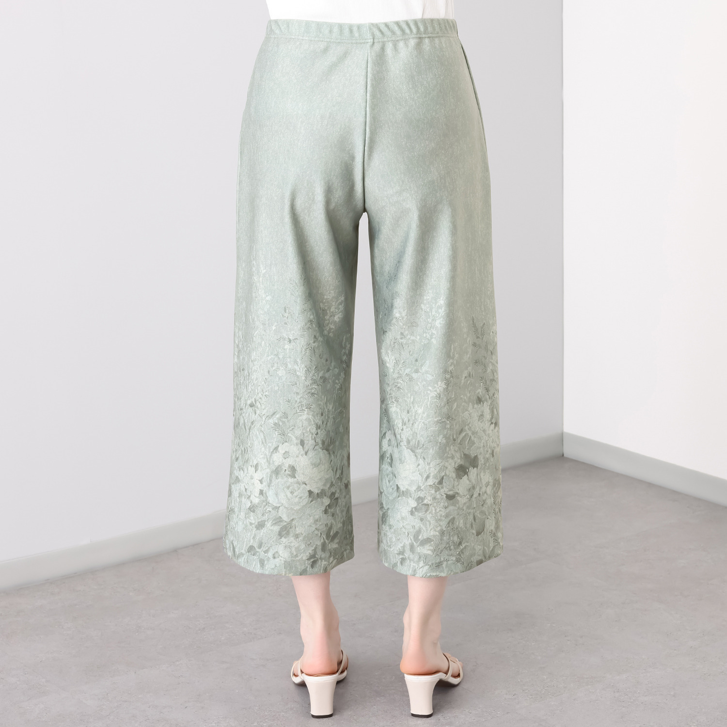 ダイア　アロー ＵＶカット・接触冷感 パネルプリント デニム調セミワイドパンツ