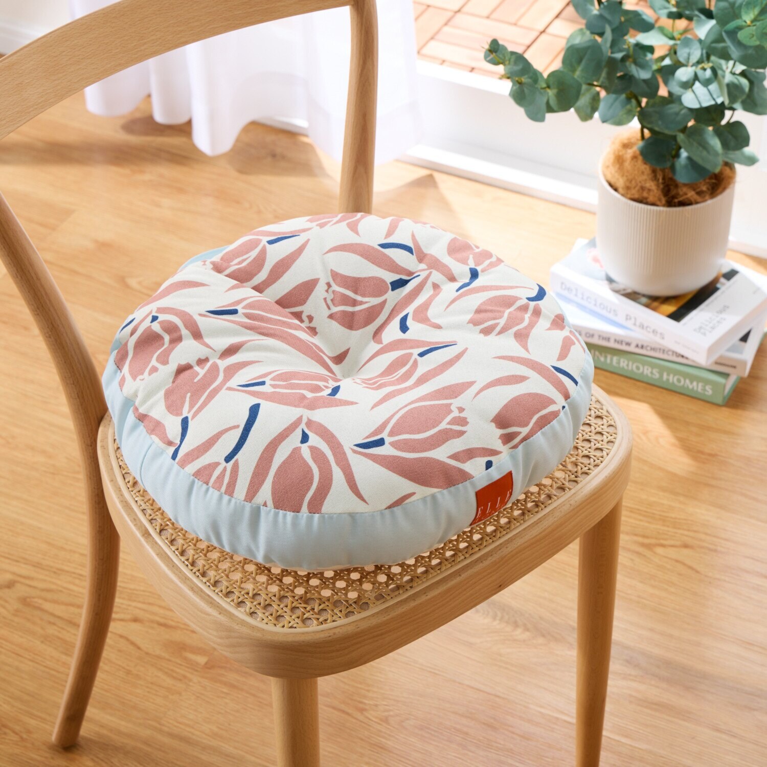 ＥＬＬＥ　ＨＯＭＥ スプリングコレクション リバーシブル ラウンドクッション