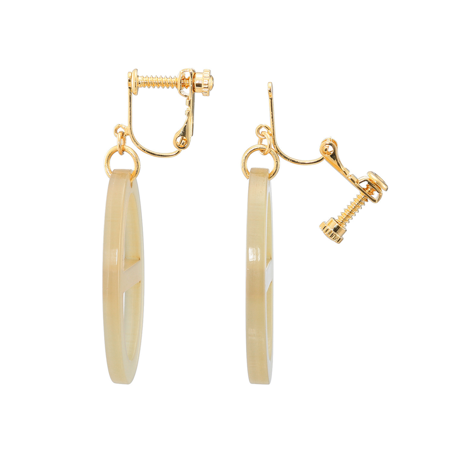 グレイスモア 飴色水牛 アンカーチェーンデザイン スウィング イヤリング／ピアス