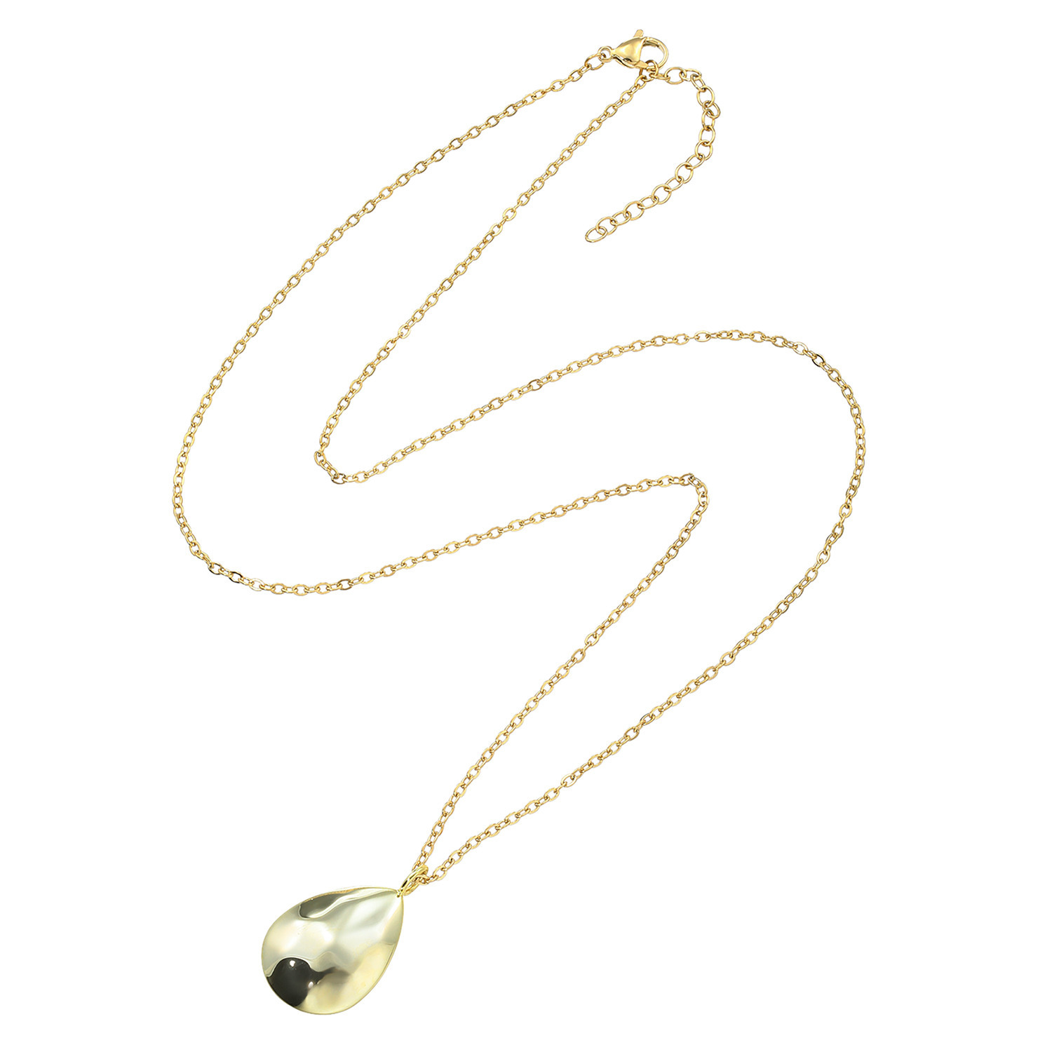 アシエステンレス サージカルステンレス テクスチャードロップ ロングペンダント