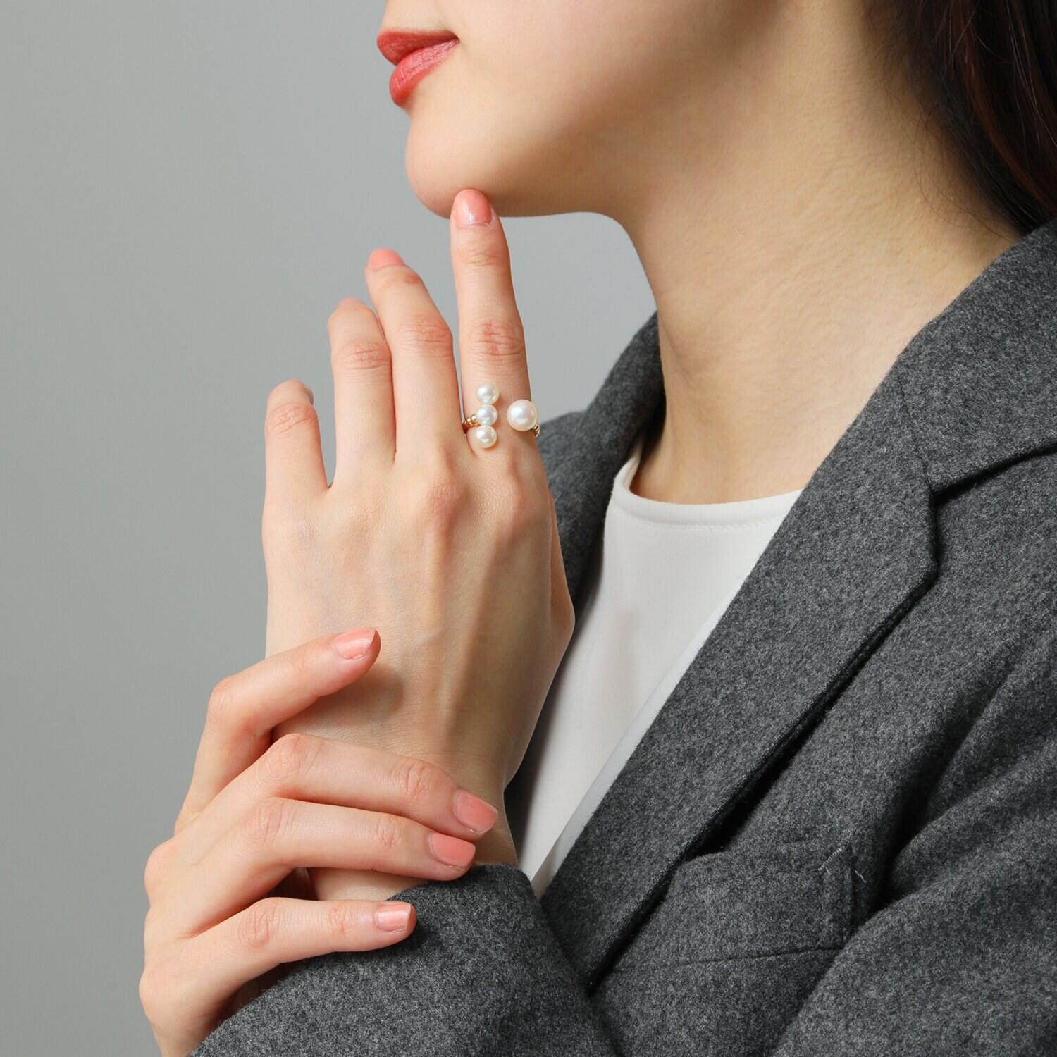 パール　ユリマ １８Ｋ 宇和島産＆国産 無調色越物 アコヤパール フィンガーリング