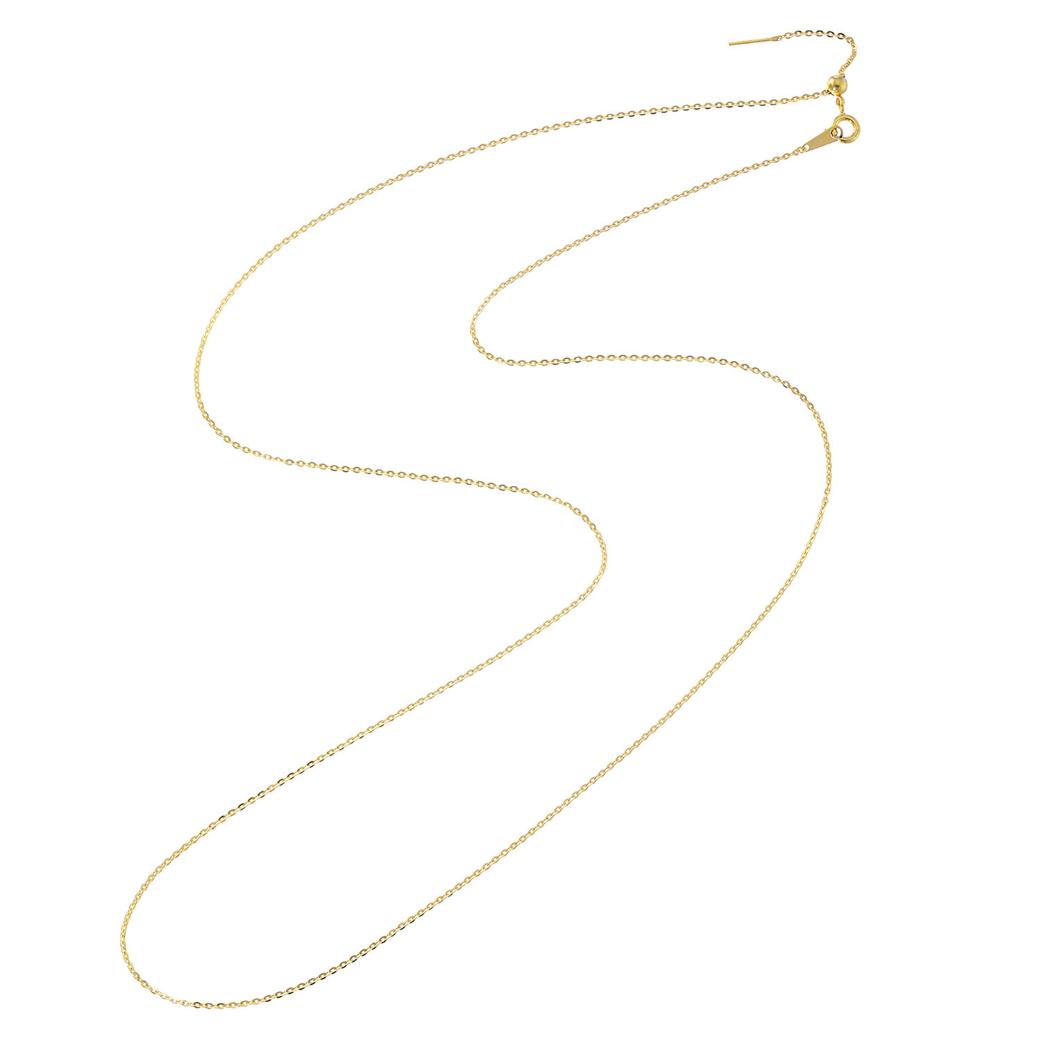 パール　ユリマ シルバー フラットケーブルチェーン スライドピン ロングネックレス