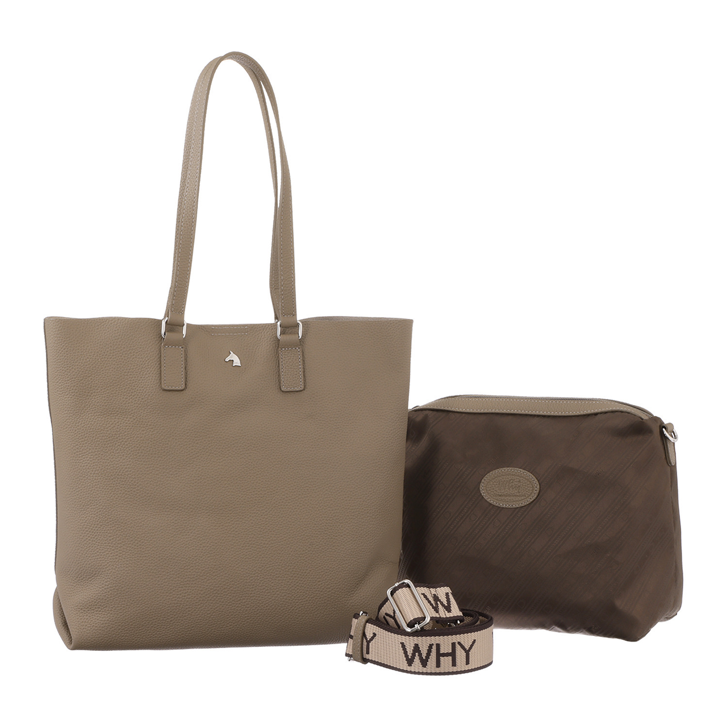 ホワイ マルチに使える！ 牛革シュリンク型押し ２ウェイトートバッグ ＜バッグインバッグ付＞