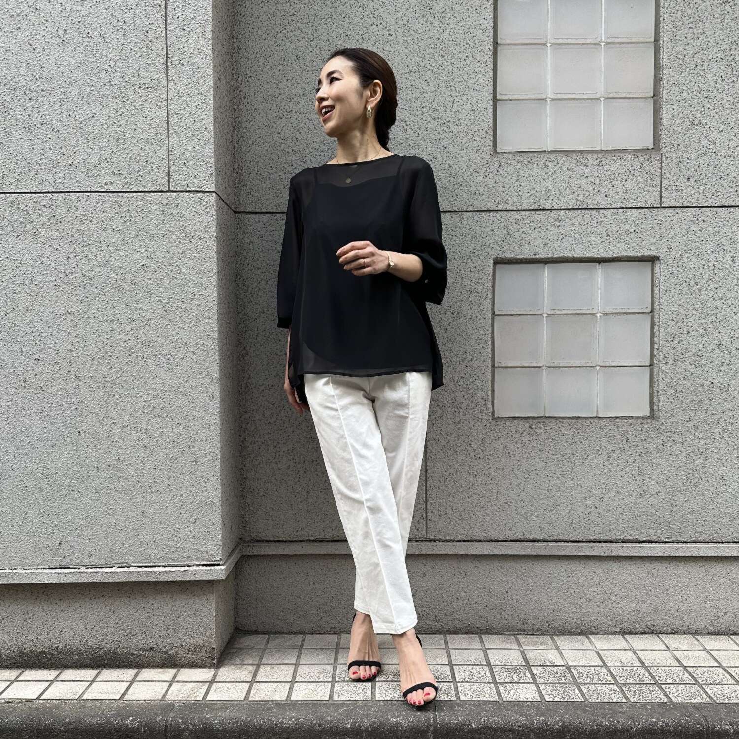 タマミ　ワタナベ インナー付 シアーブラウス “エールクレール”