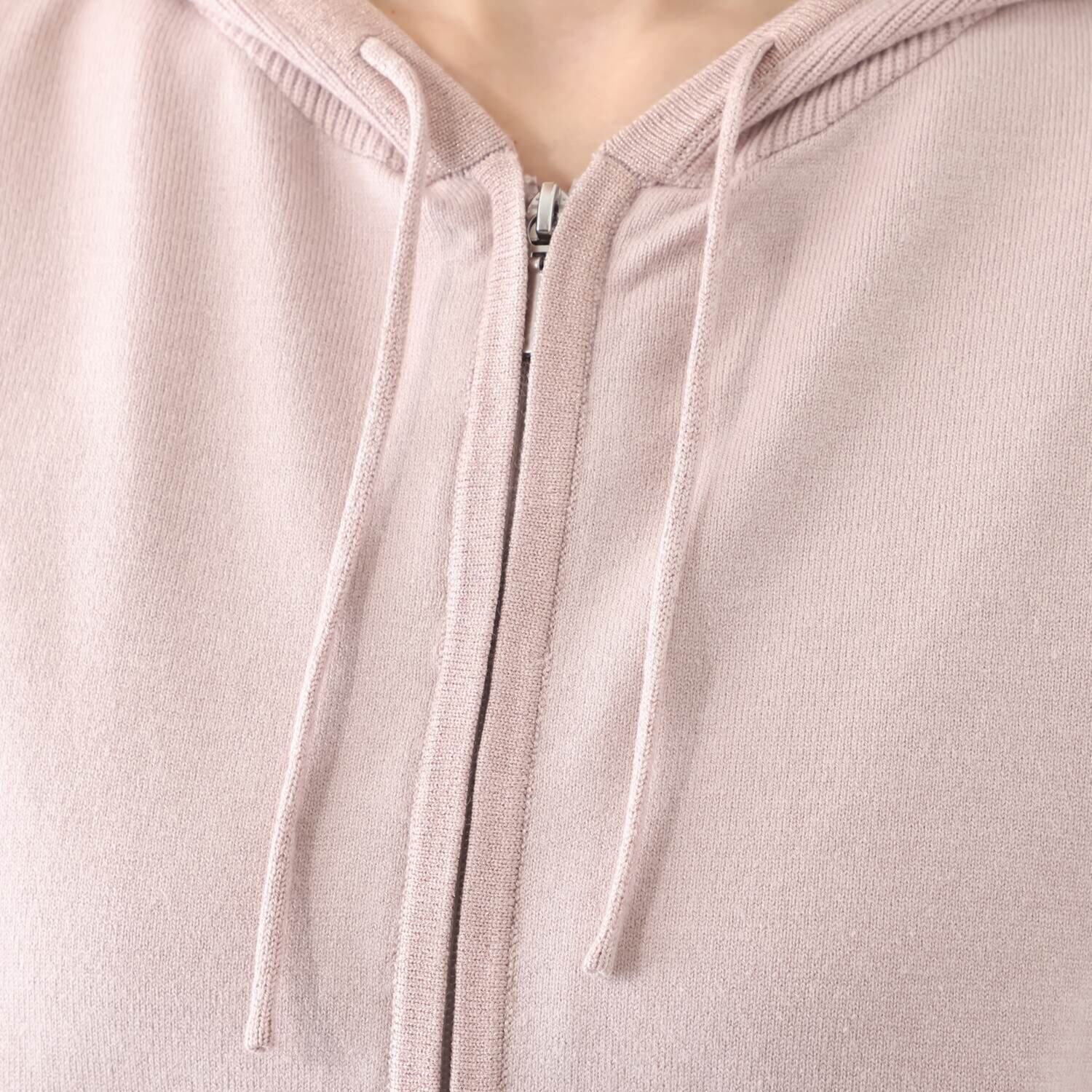 元町ゼラール きちんと＆きれい見え ふんわりコットン混 ラメアクセント ニットパーカー