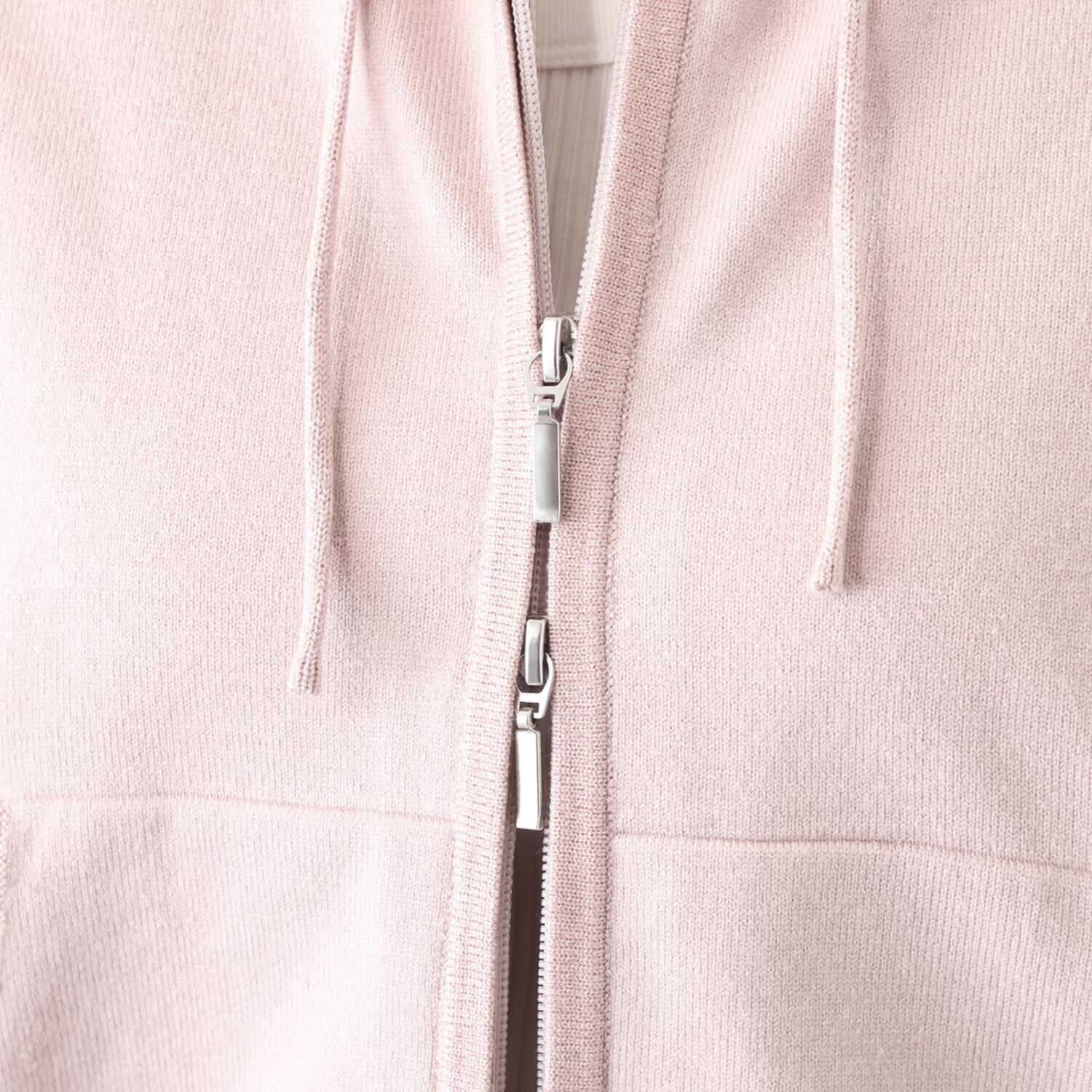 元町ゼラール きちんと＆きれい見え ふんわりコットン混 ラメアクセント ニットパーカー