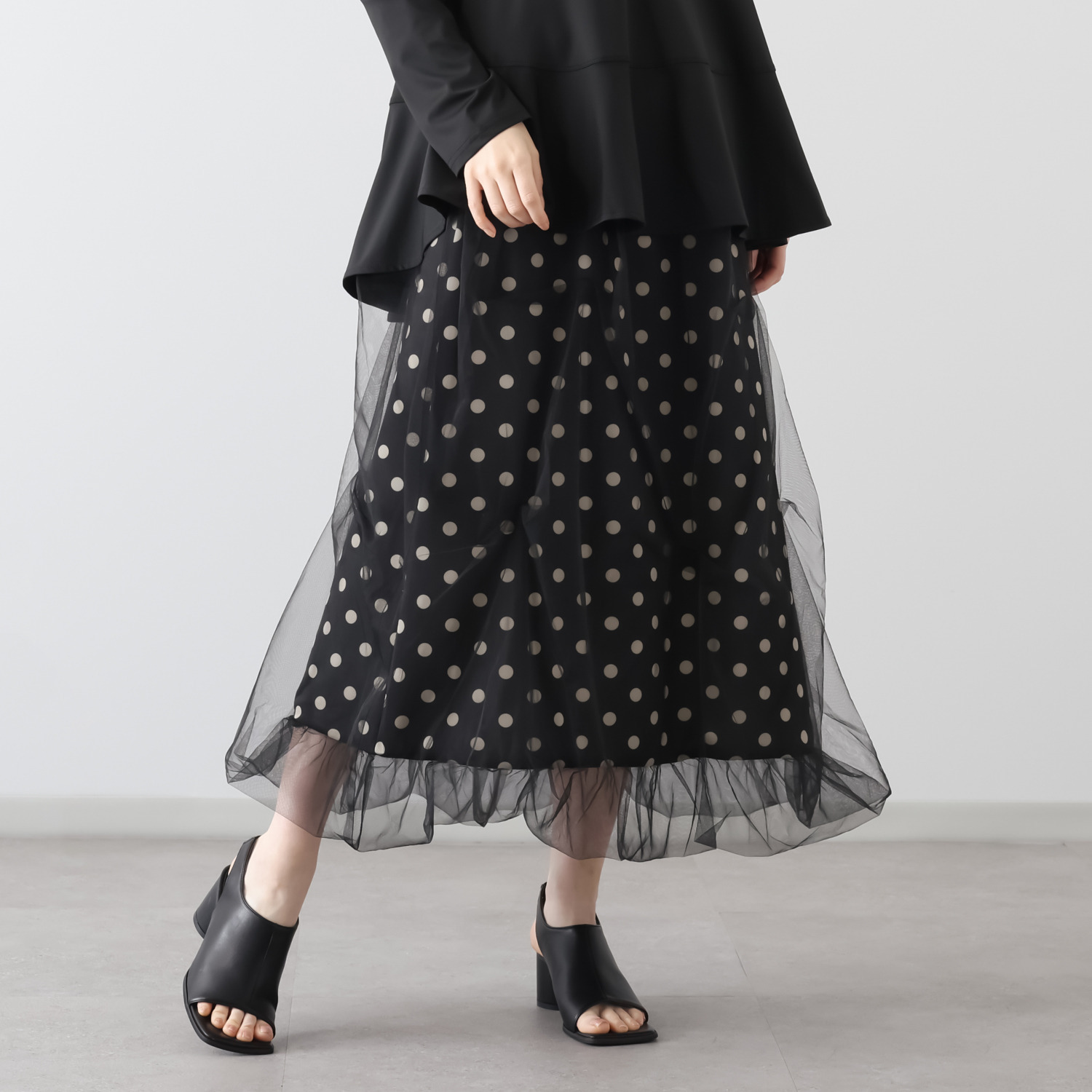 ミミコプラス チュールメッシュ シアーで作る バルーンシルエット ロングスカート
