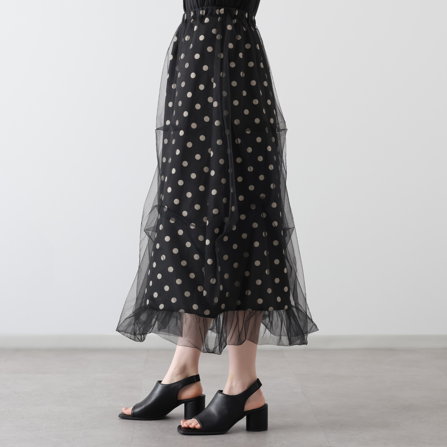 ミミコプラス チュールメッシュ シアーで作る バルーンシルエット ロングスカート