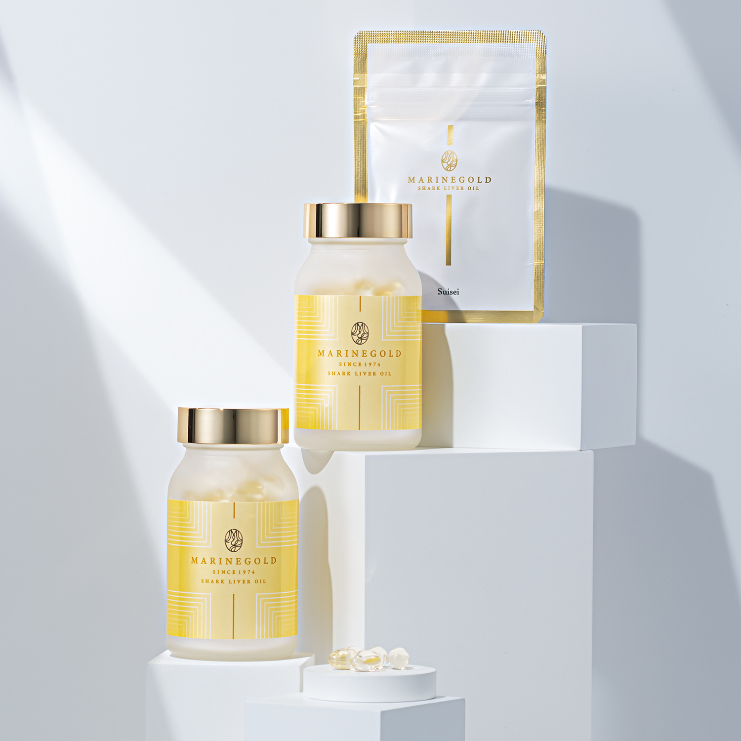 飲む美容オイル 深海鮫肝油サプリメント “マリンゴールド” 特別記念増量ボトル ２個＋２０粒特別セット