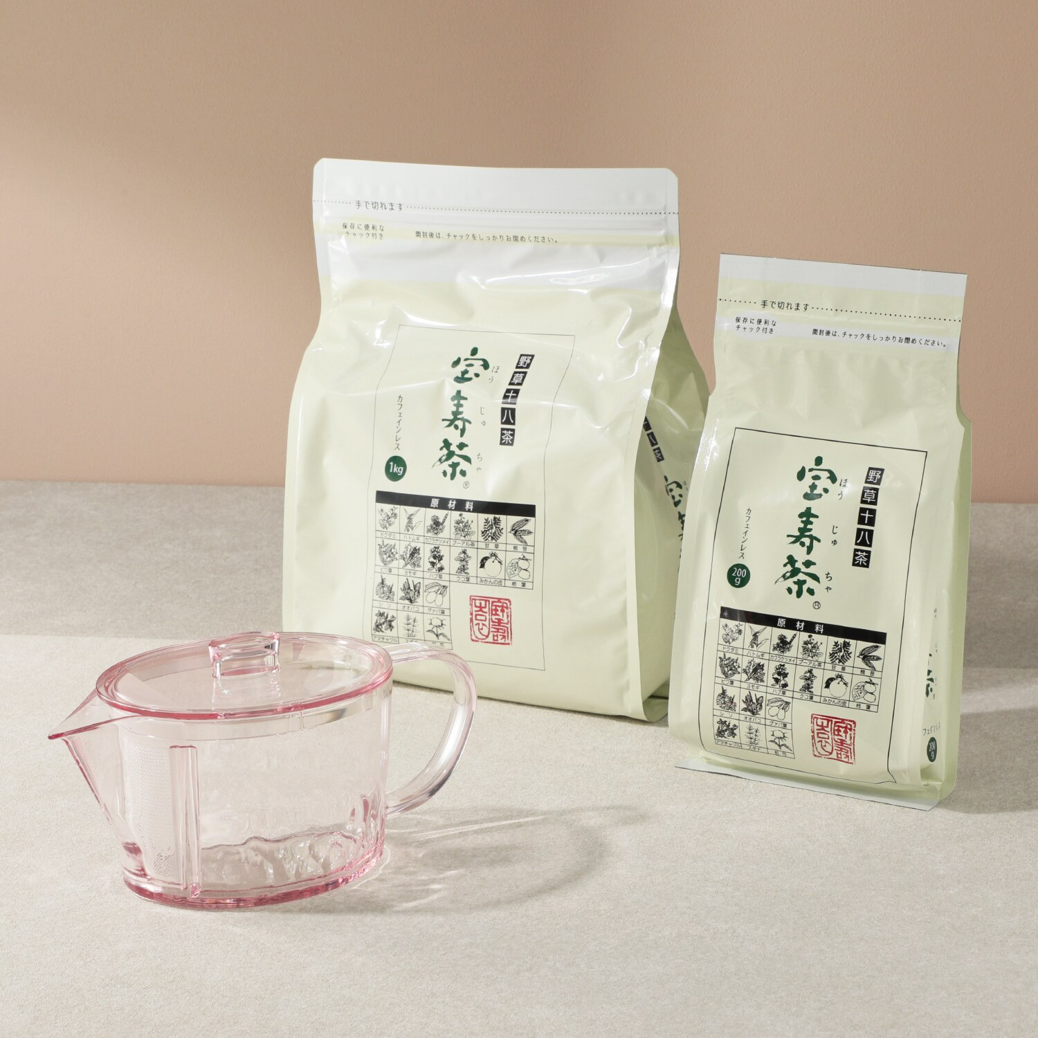 野草十八茶 宝寿園 “宝寿茶”　増量＆ ＨＡＲＩＯトライタン急須 春の特別セット