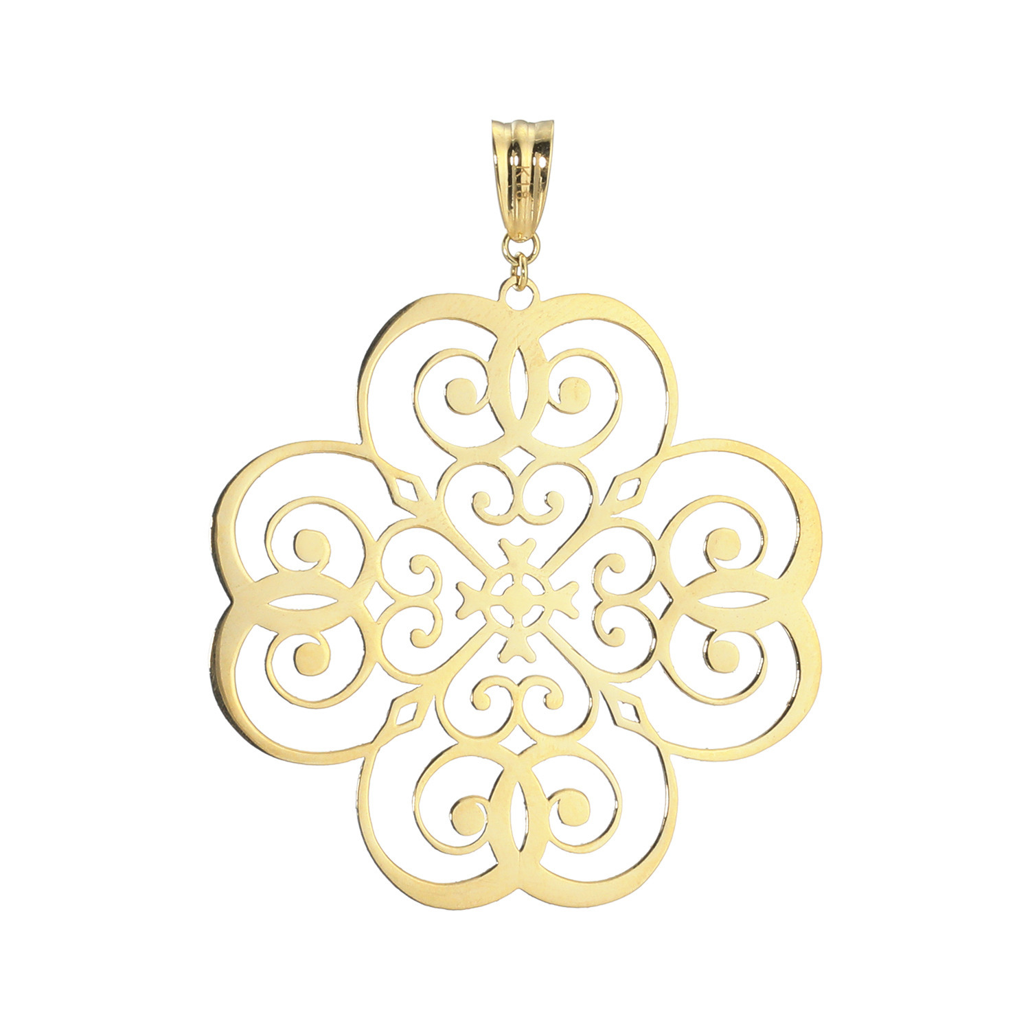 オーサムジュエリー １８Ｋ クローバーデザイン 透かし柄 リバーシブル ペンダントトップ