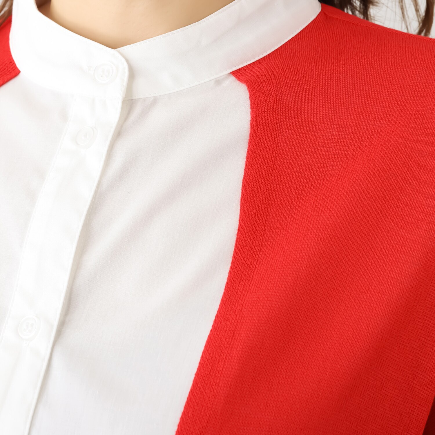 ウノ・ウノ・ドゥーエ 着るだけでコーデが完成！ ニットレイヤード風 シャツ