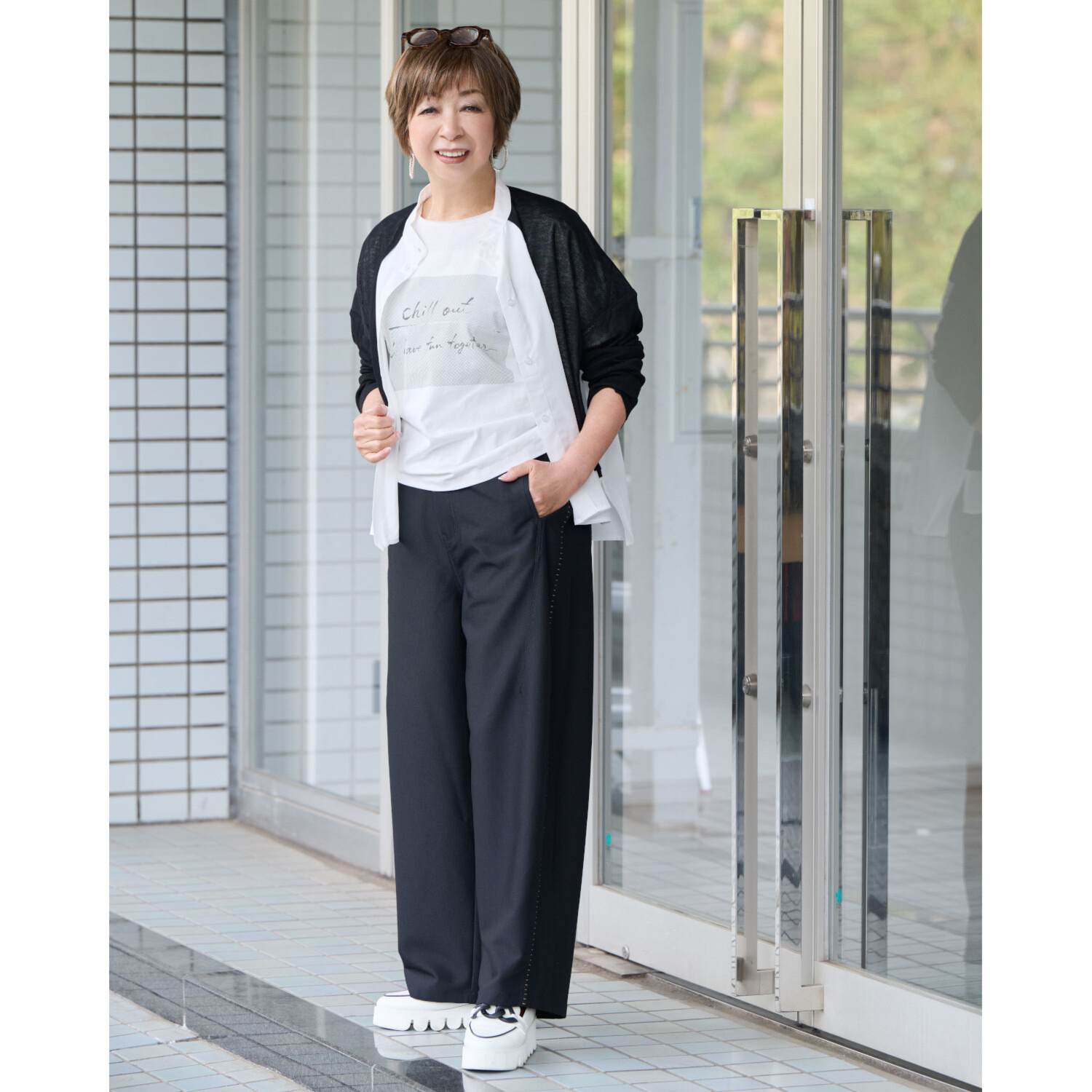 ウノ・ウノ・ドゥーエ 七分袖 モティーフロゴＴシャツ