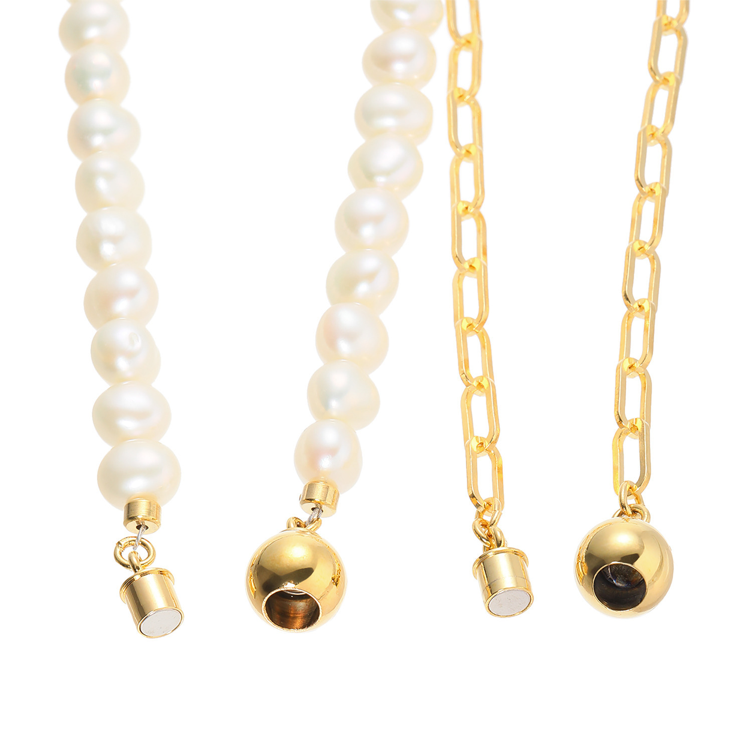 オルウィズ ４ウェイで楽しめる 淡水パールネックレス＆ チェーンネックレスセット