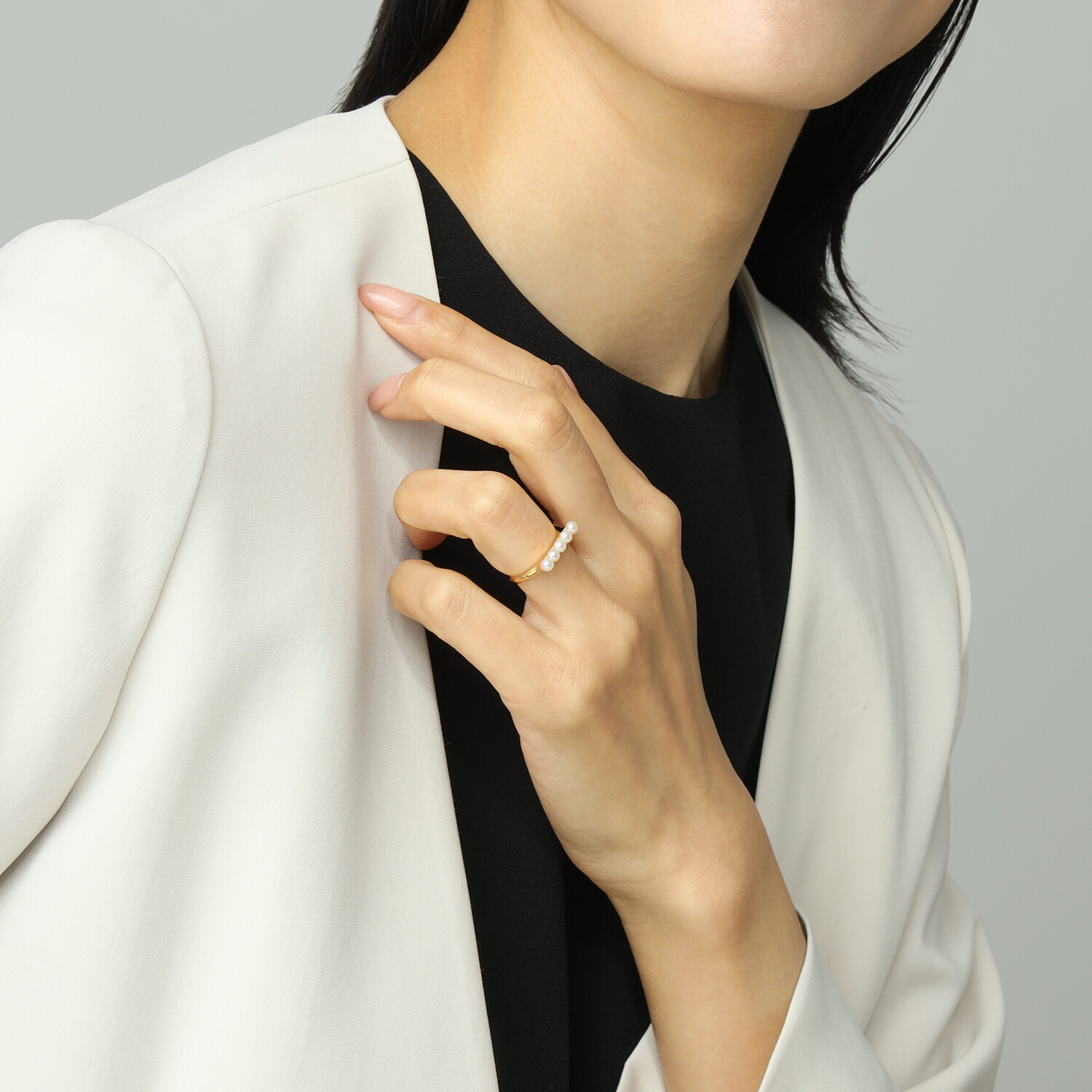 オルウィズ シルバー ベビー淡水パール ラインデザイン リング