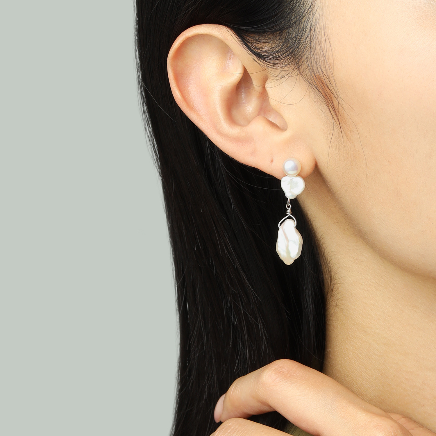 オルウィズ シルバー 淡水パール チャーム付 ２ウェイピアス