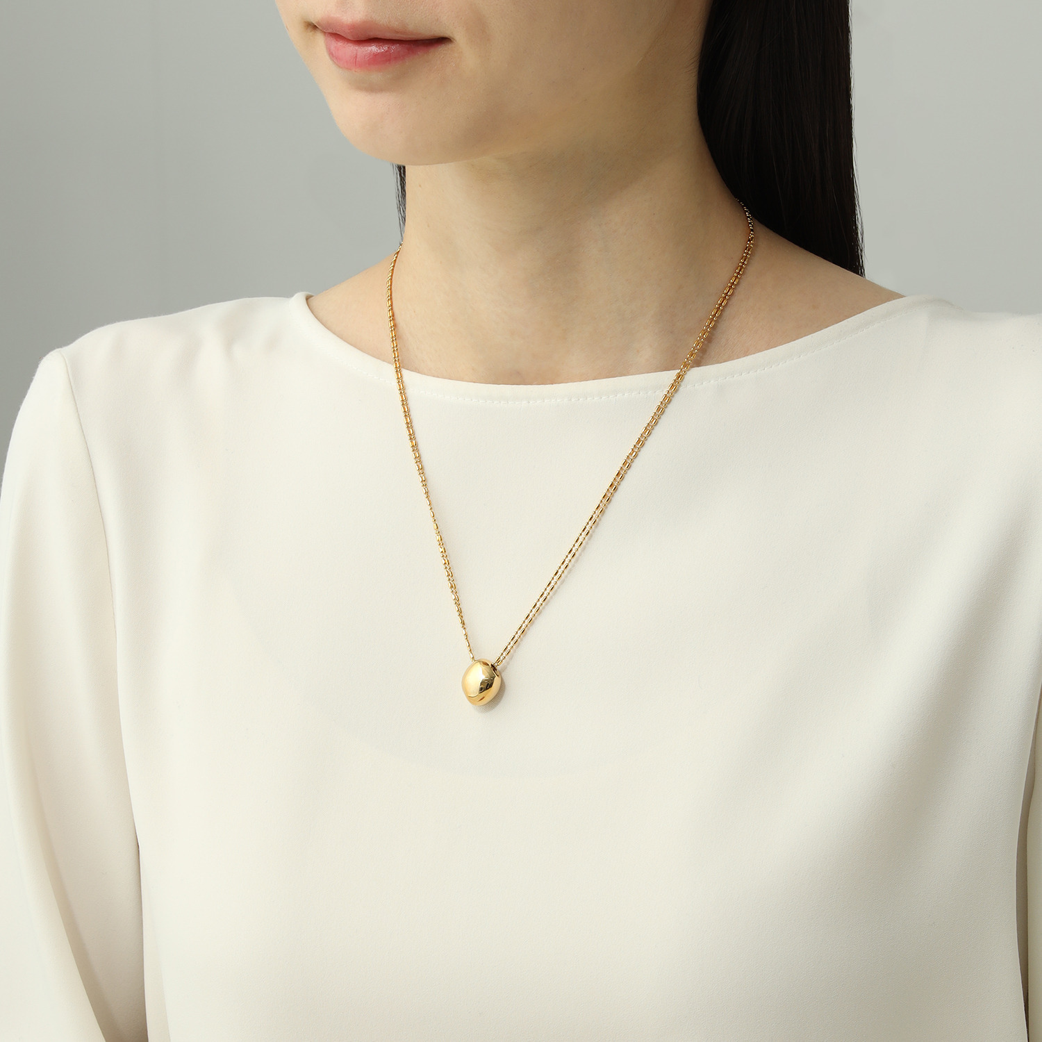 ラフィナリスタ サージカルステンレス ２連シリンダー ボールチェーン リバーシブルペンダント