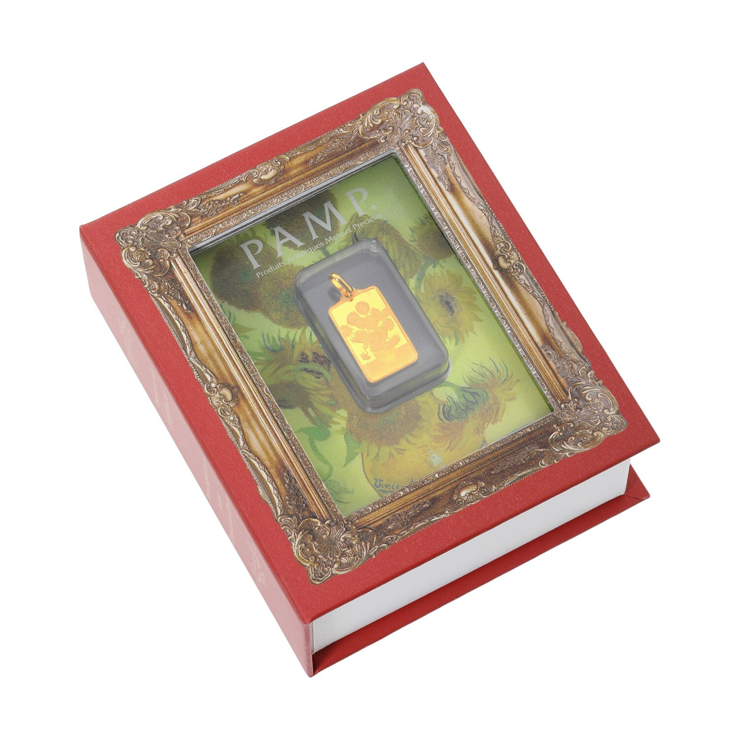 祈平 純金　３．１ｇＵＰ ＰＡＭＰ社製 ゴッホ“ひまわり” インゴット リバーシブル ペンダントトップ