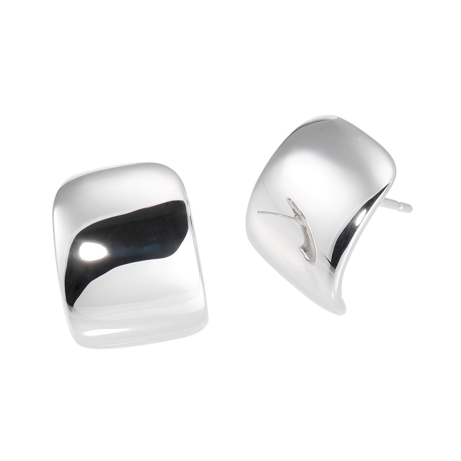 ジュンコ　シマダ シルバー スクエアデザイン ボリューム イヤークリップ／ピアス