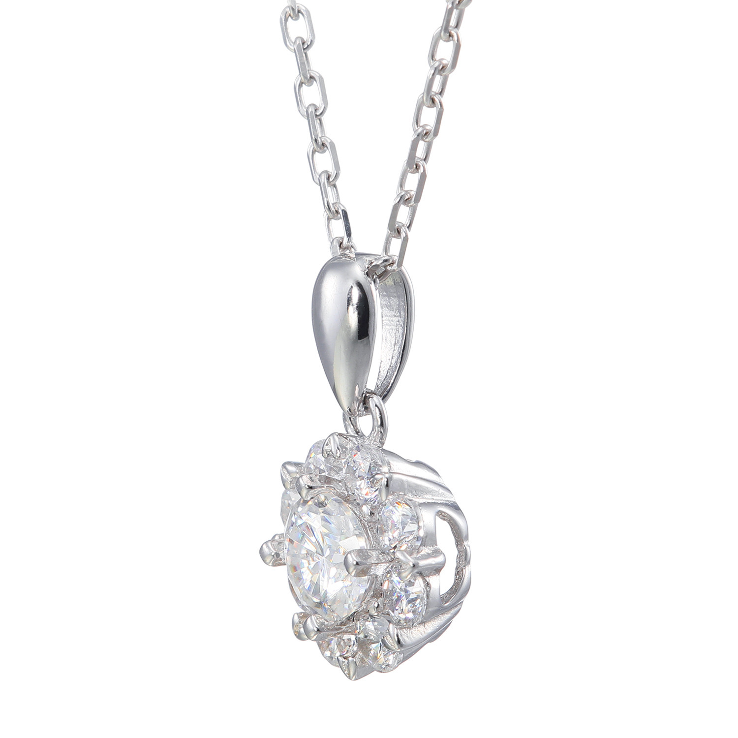 ニコモアサナイト シルバー モアサナイト 取り巻きデザイン フラワーペンダント