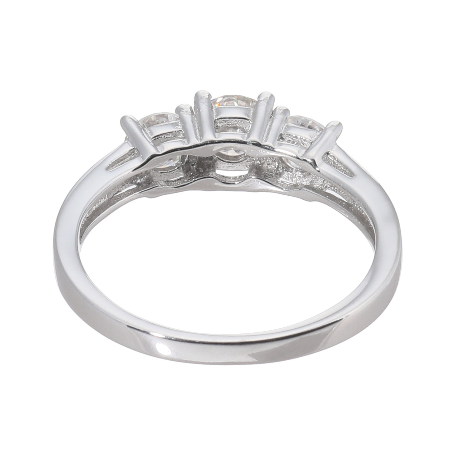 ニコモアサナイト シルバー モアサナイト スリーストーンデザイン リング