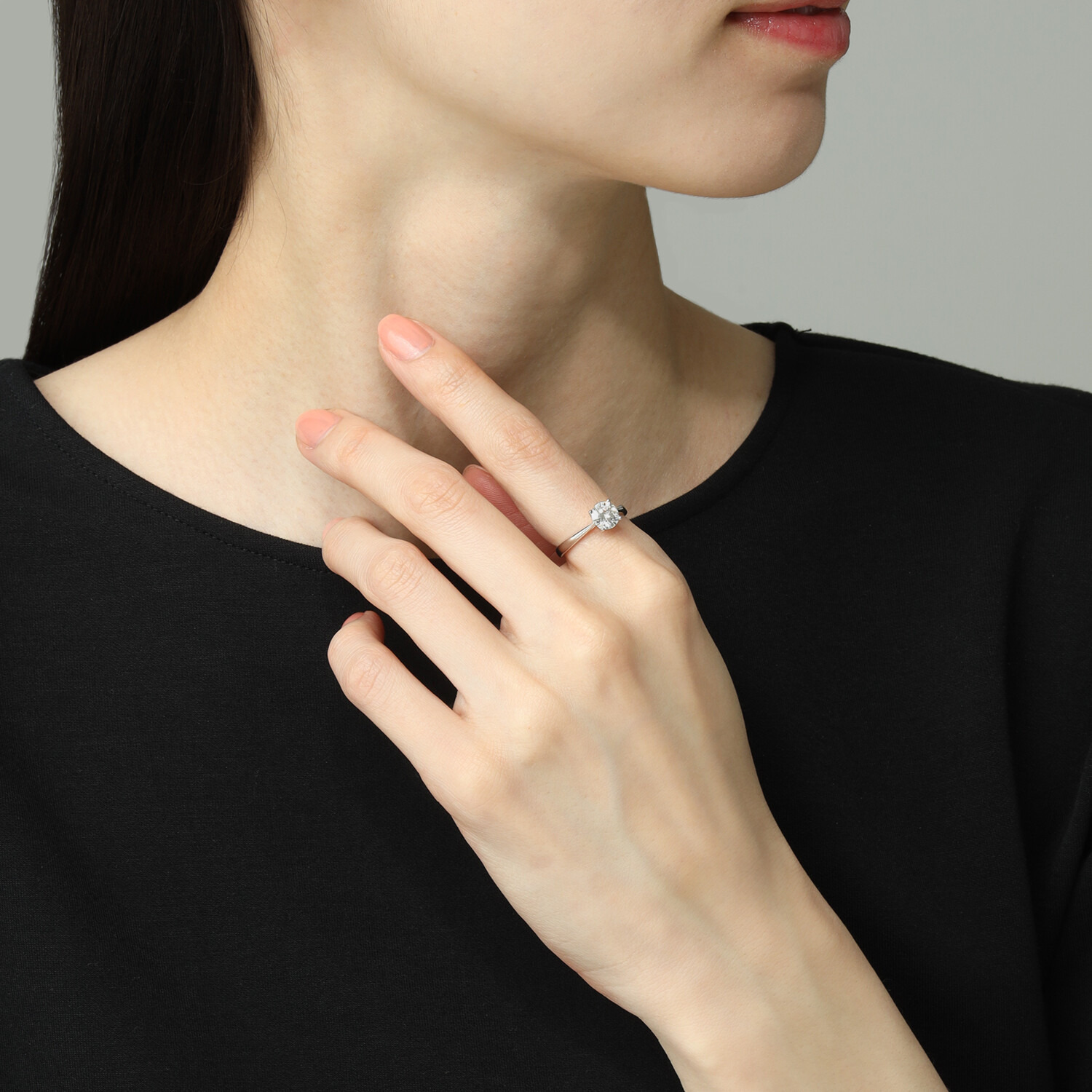 ニコモアサナイト シルバー モアサナイト １粒デザイン リング