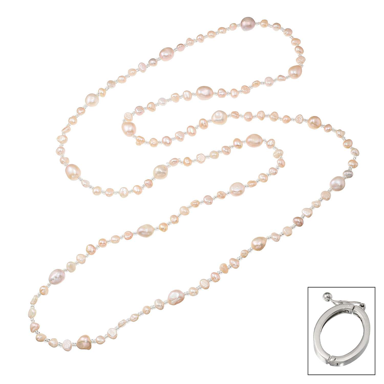 ペレフェリーク 淡水パール ショートナー付 スーパーロングネックレス