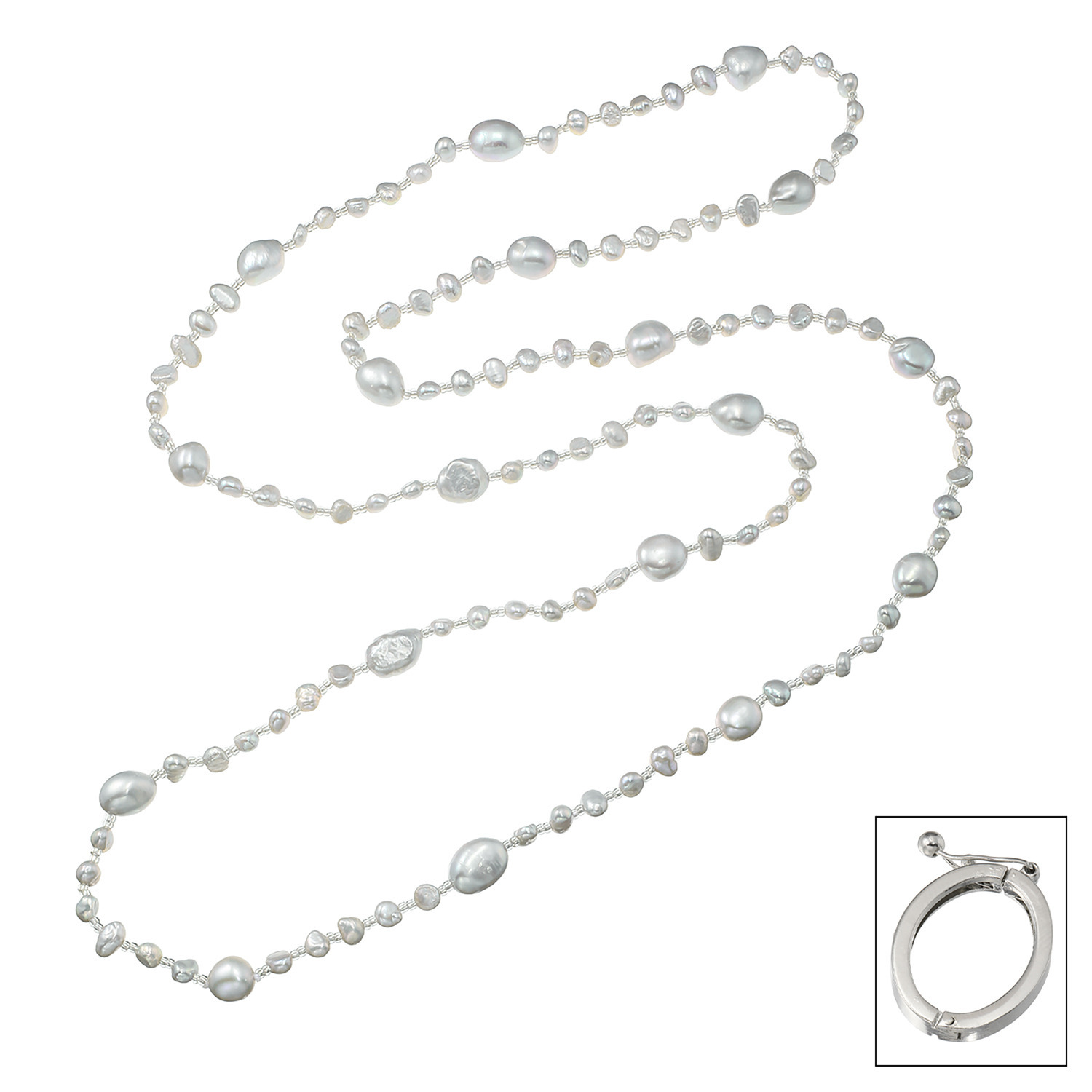 ペレフェリーク 淡水パール ショートナー付 スーパーロングネックレス