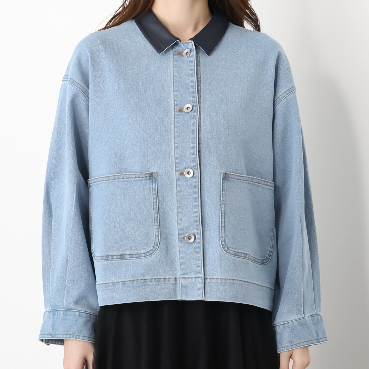 エーエフコンフィ 襟アクセント ライトデニムジャケット