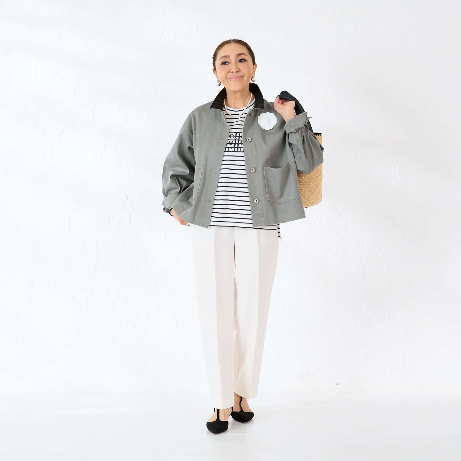 エーエフコンフィ 襟アクセント ライトデニムジャケット