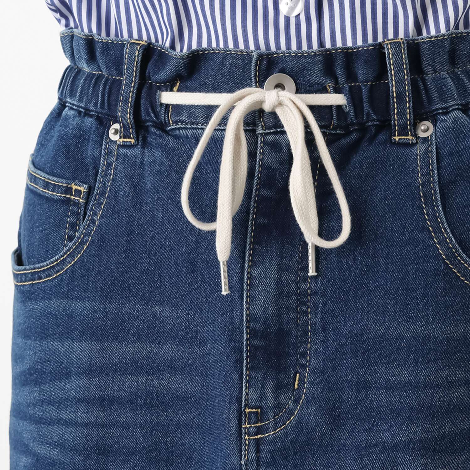 エーエフコンフィ ドローストリング付 イージーデニムパンツ