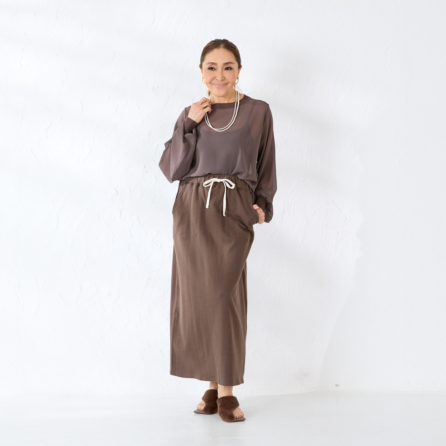 エーエフコンフィ ドローストリング付 エフォートレス スカート