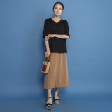 ヤエアジュテ Ｉラインでスタイルアップ サイドタックデザイン ロングスカート