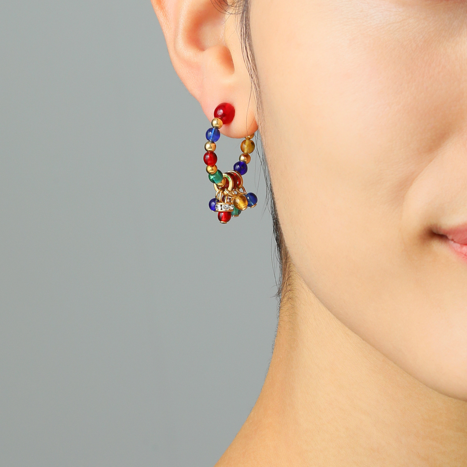 ラグーナ ベネチアンガラス マルチカラー イヤリング